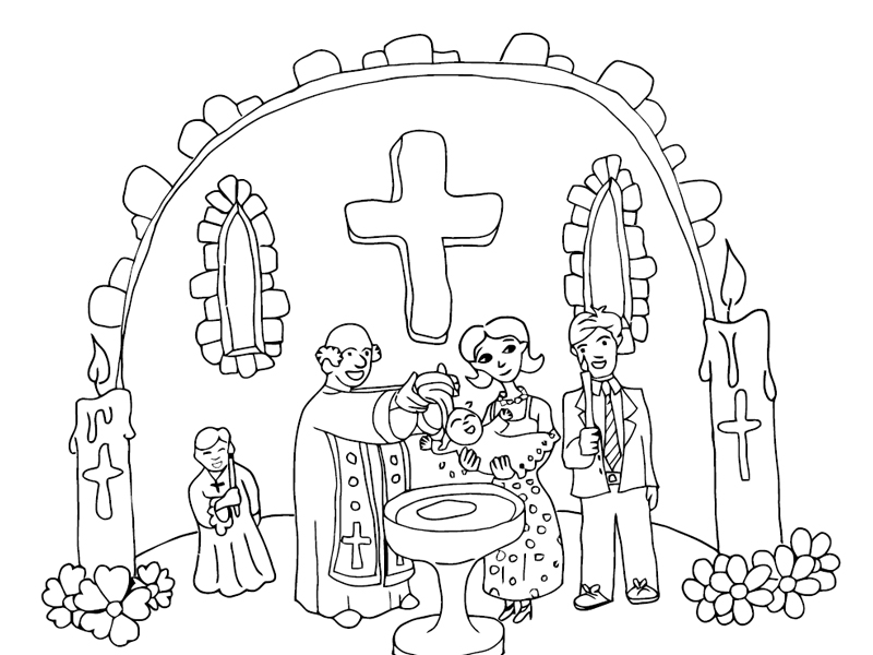 Religious Baptism coloring page
