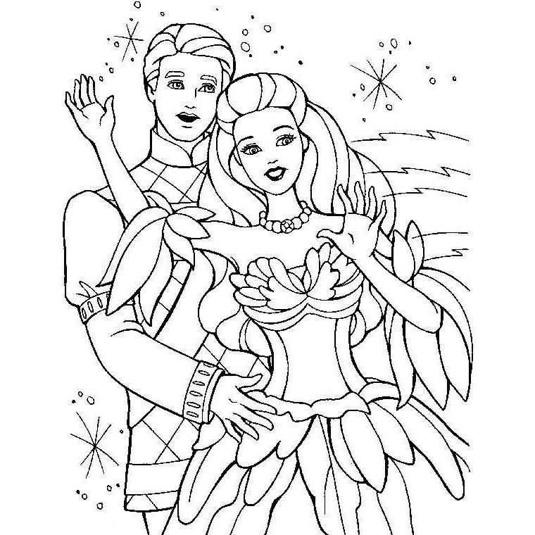 Coloriage Barbie danse avec Ken