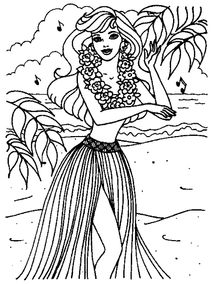 Disegno di Barbie Hawai da colorare