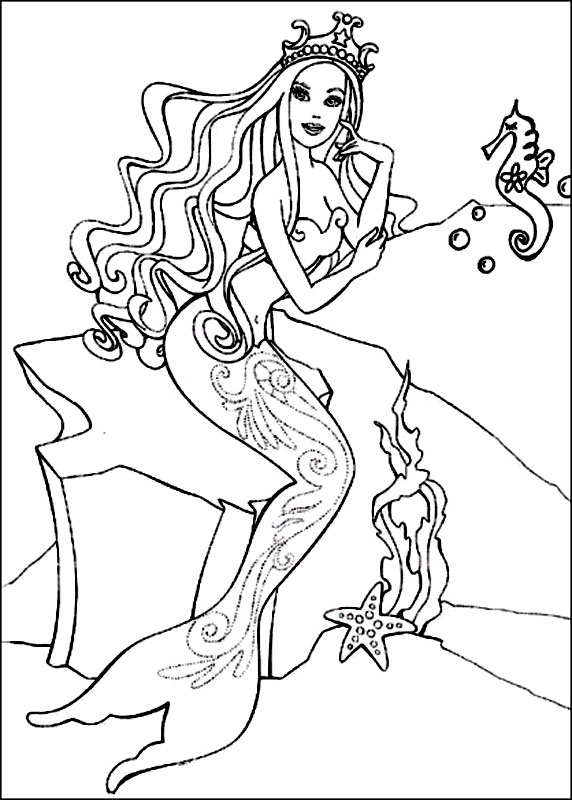 Disegno di Barbie sirena da colorare