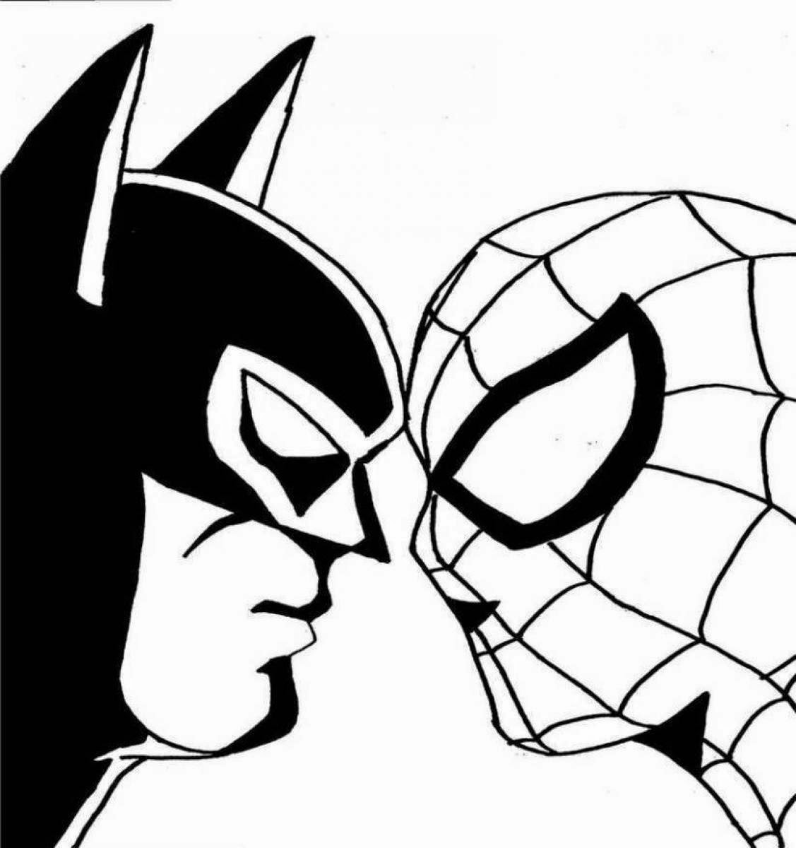 Disegno di Batman contro l'Uomo Ragno da colorare