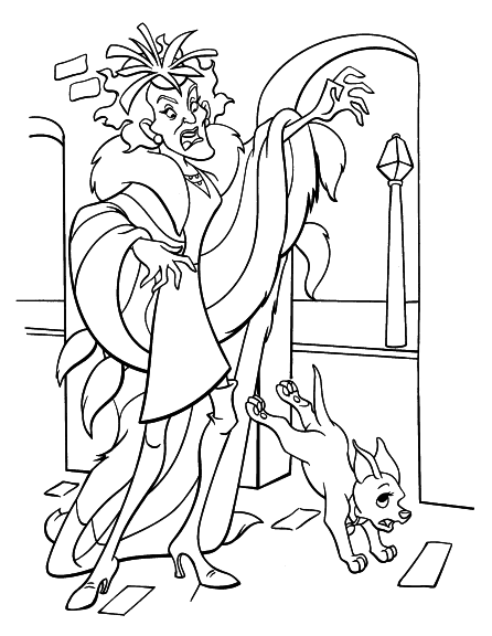 Cruella 102 Dalmatians coloring page