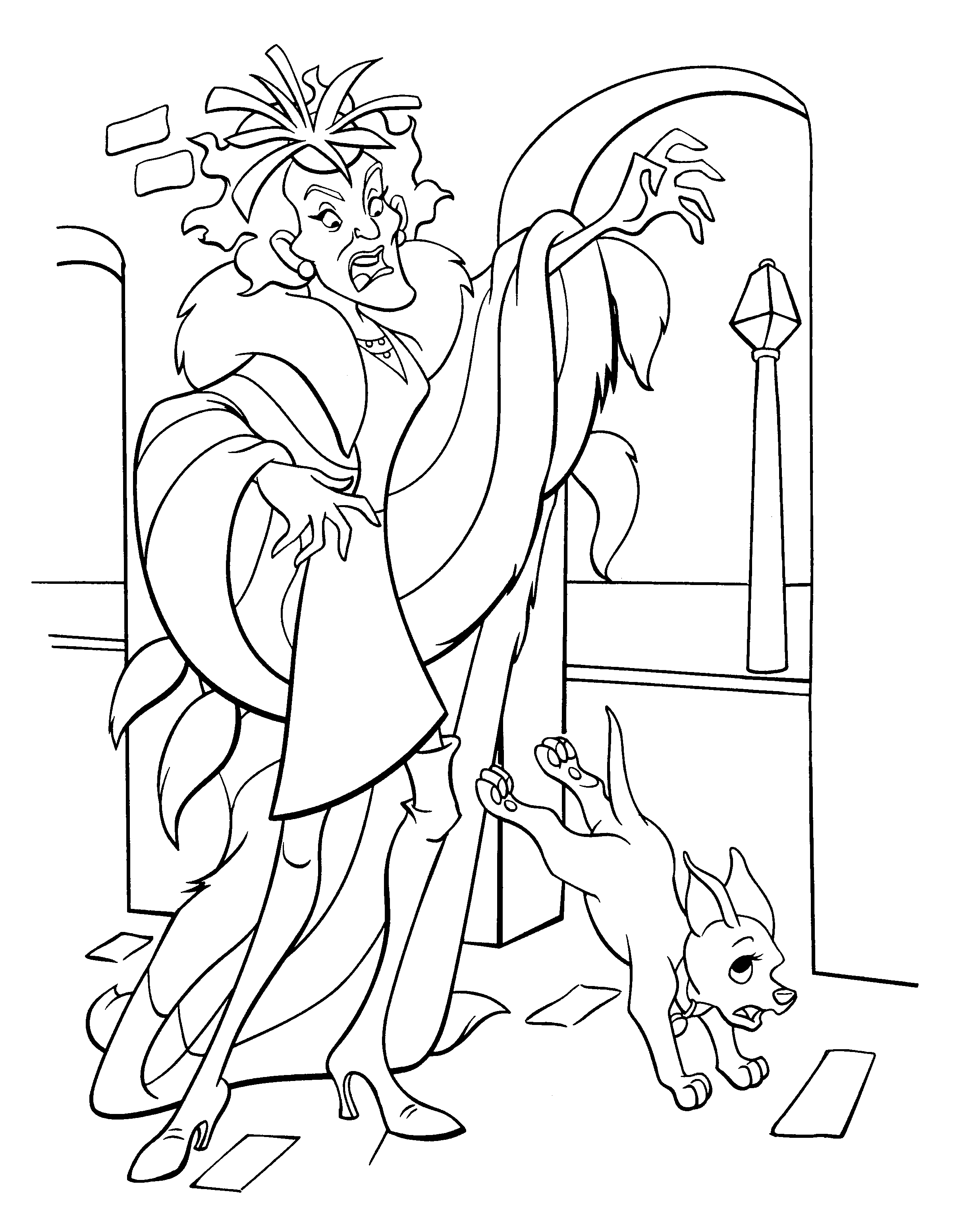 Cruella 102 Dalmatians coloring page