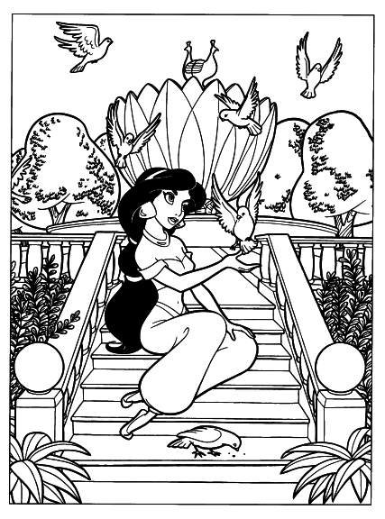 Coloriage de Jasmine Aladdin