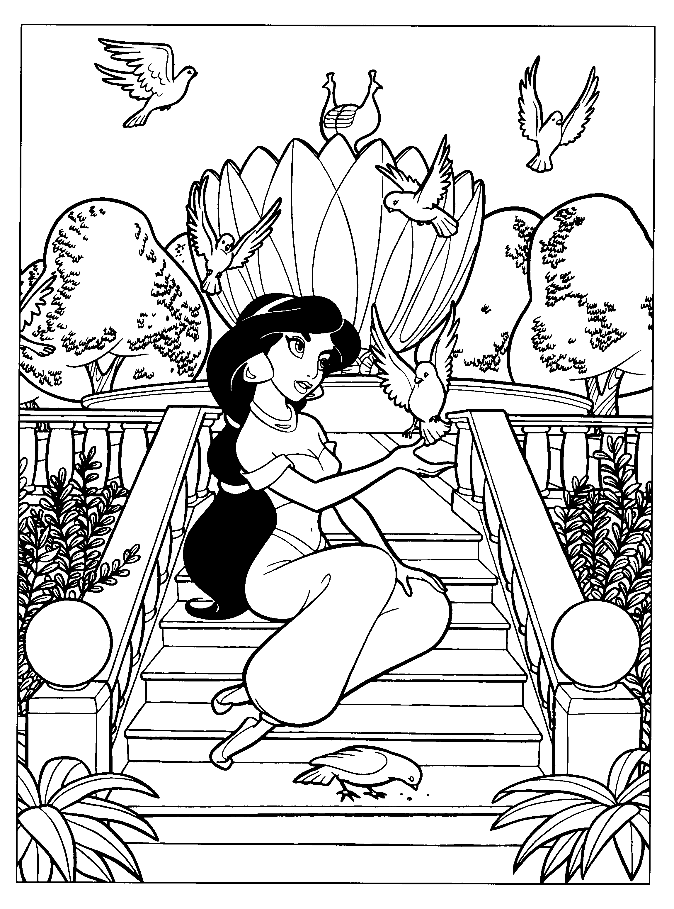 Disegno di Jasmine Aladdin da colorare