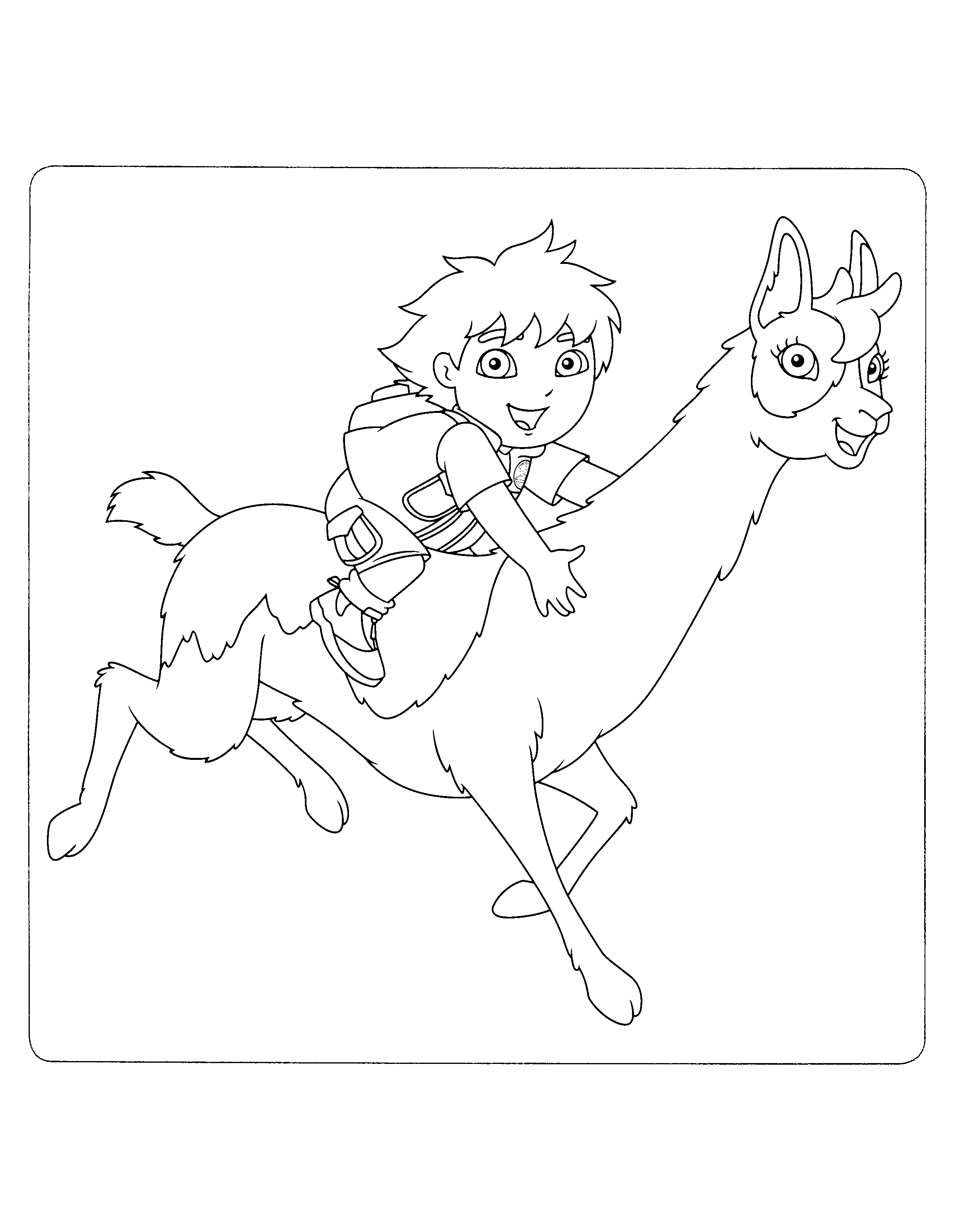 Diego And Lama coloring page