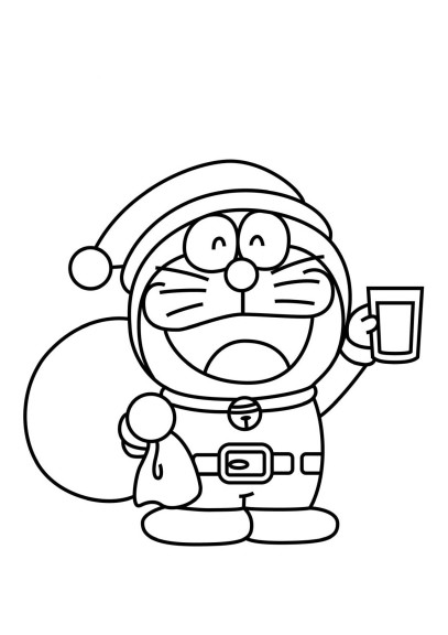 Doraemon Is Santa Claus coloring page