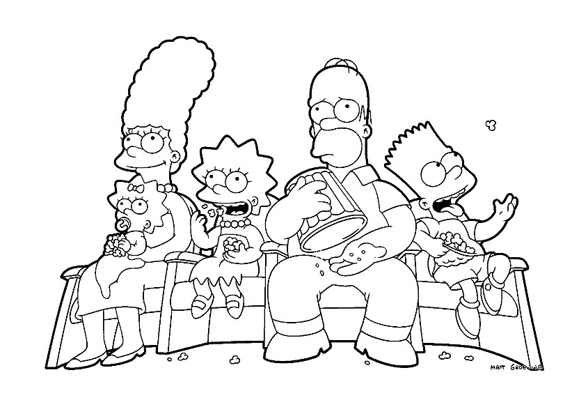 Disegno di Famiglia Simpson da colorare