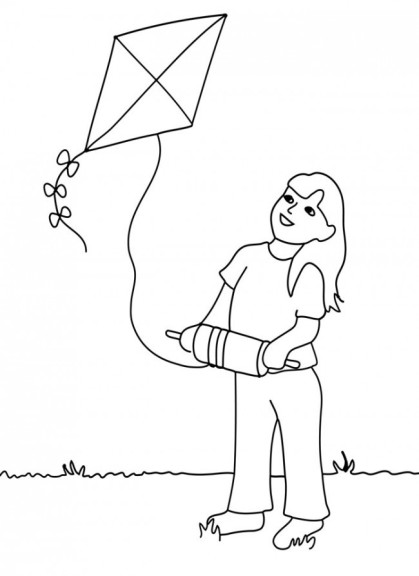 Kite Girl coloring page