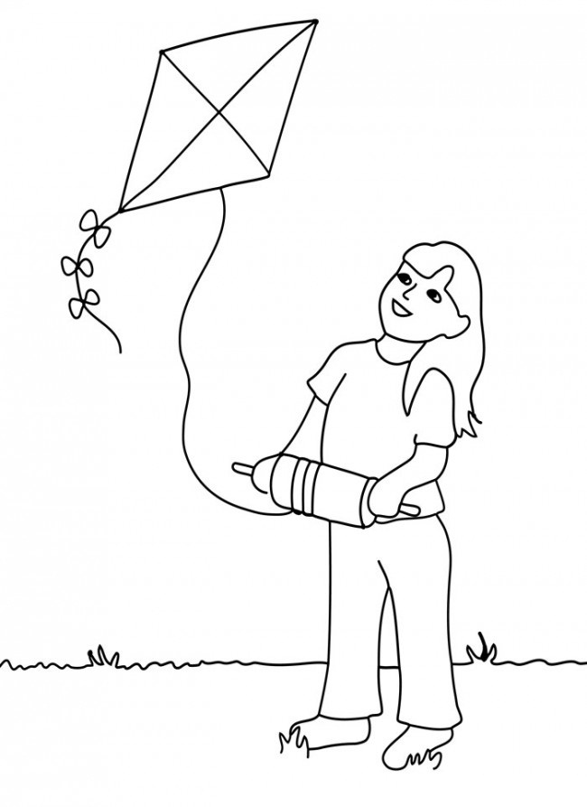 Kite Girl coloring page