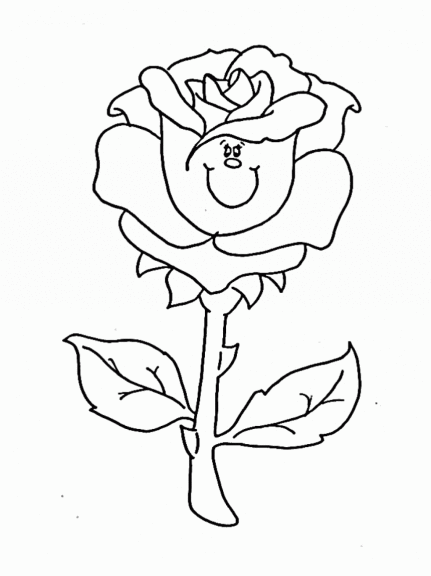 Disegno di Fiore rosa da colorare 2