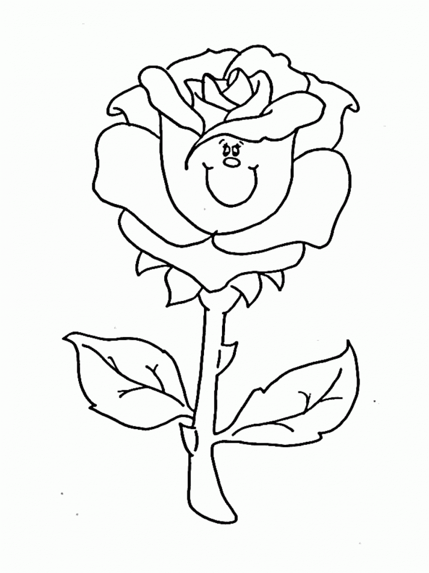 Disegno di Fiore rosa da colorare 2