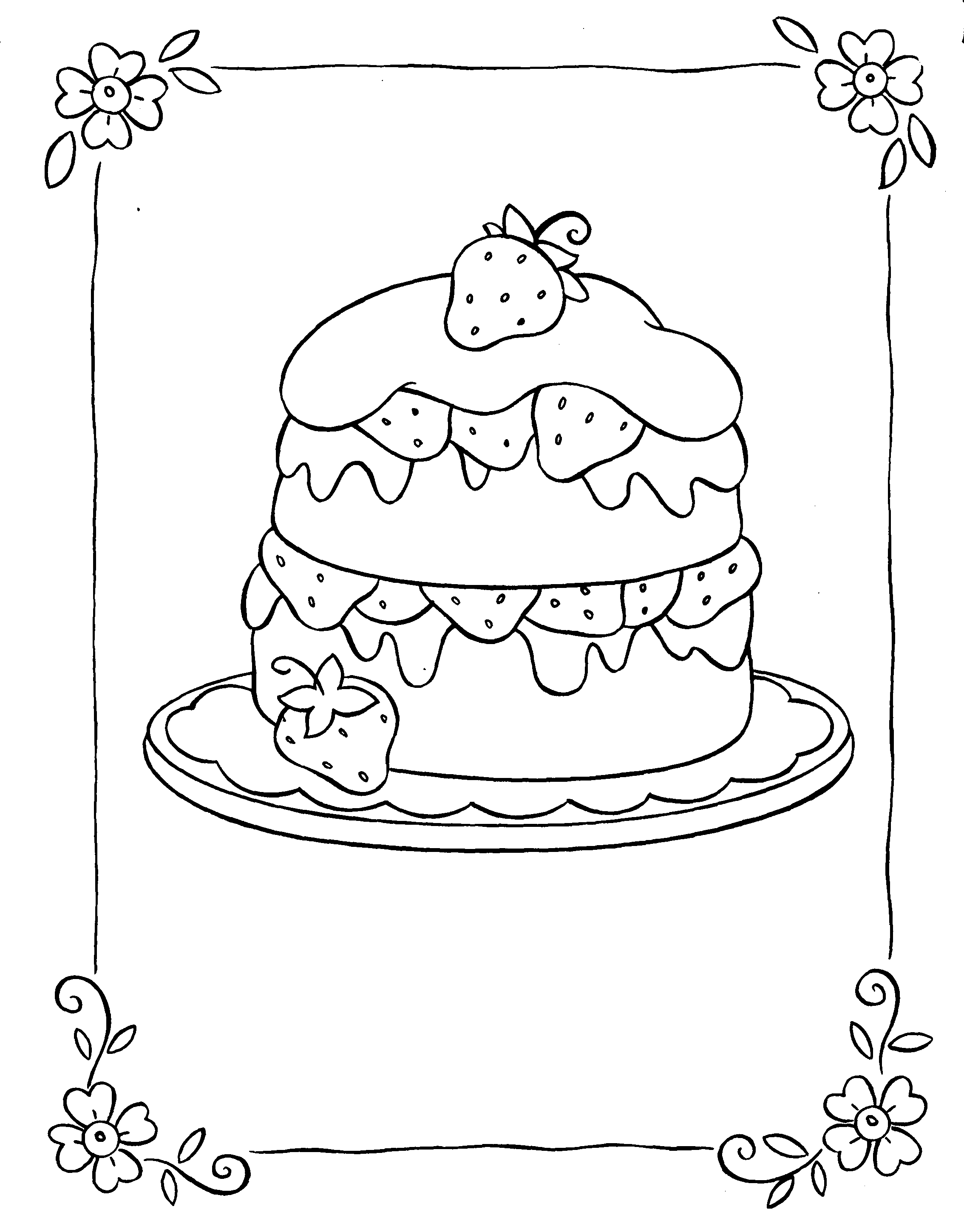 Disegno di Torta di fragole da colorare