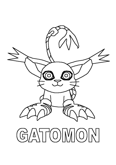 Coloriage Gatomon Digimon