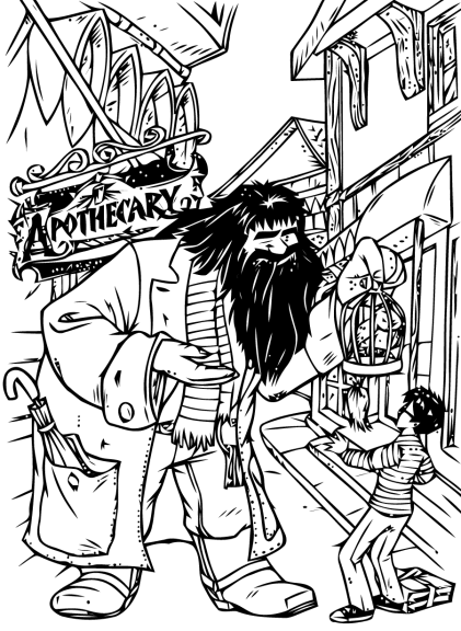 Coloriage Harry Potter et Hagrid