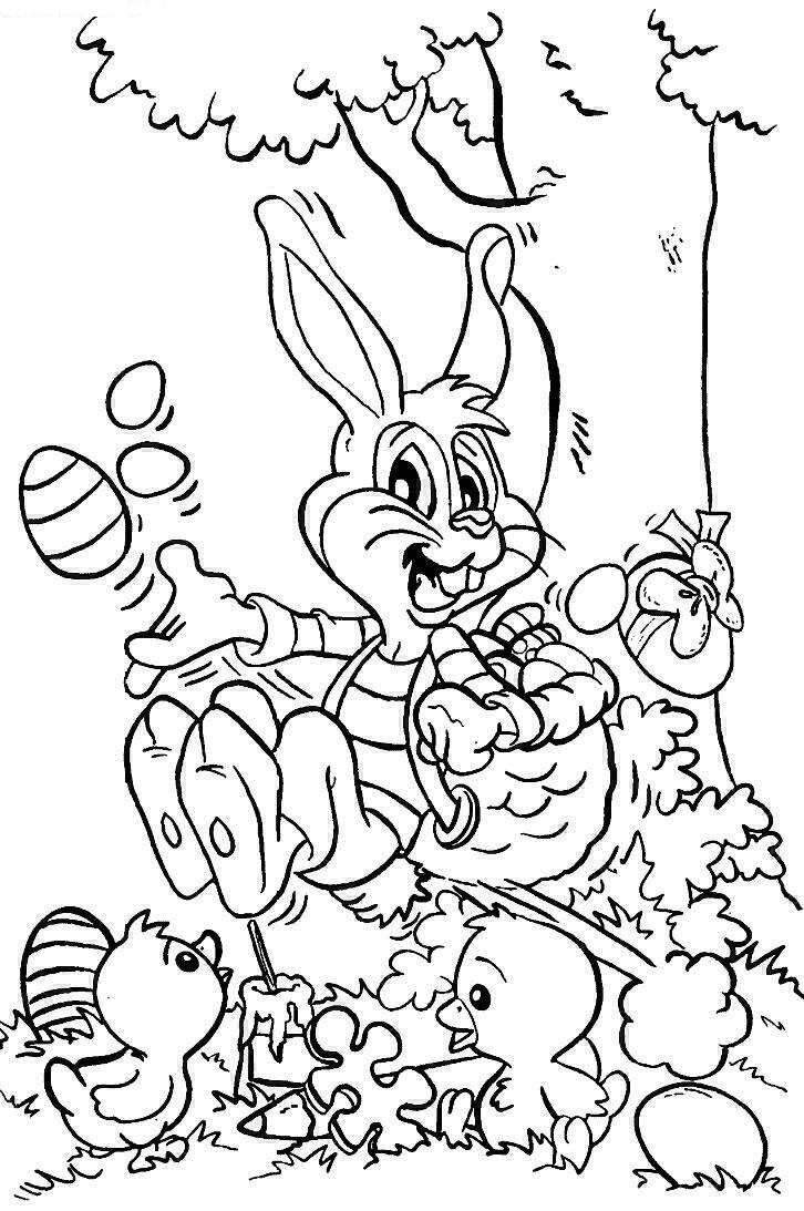Easter Bunny Chick coloring page