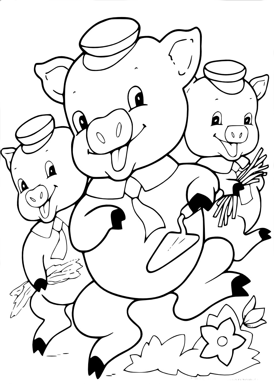 Coloriage les trois petits cochons