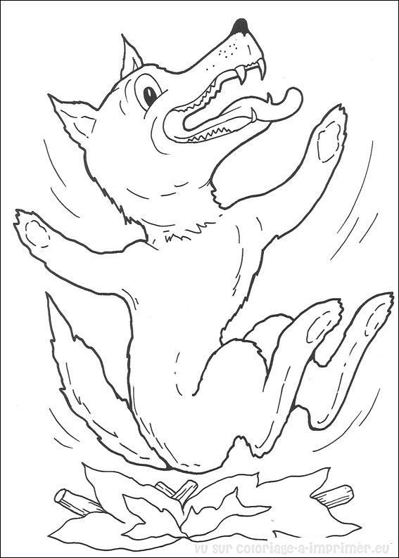 Coloriage loup de petits cochons