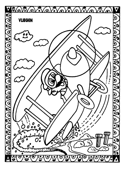 Mario On A Plane coloring page