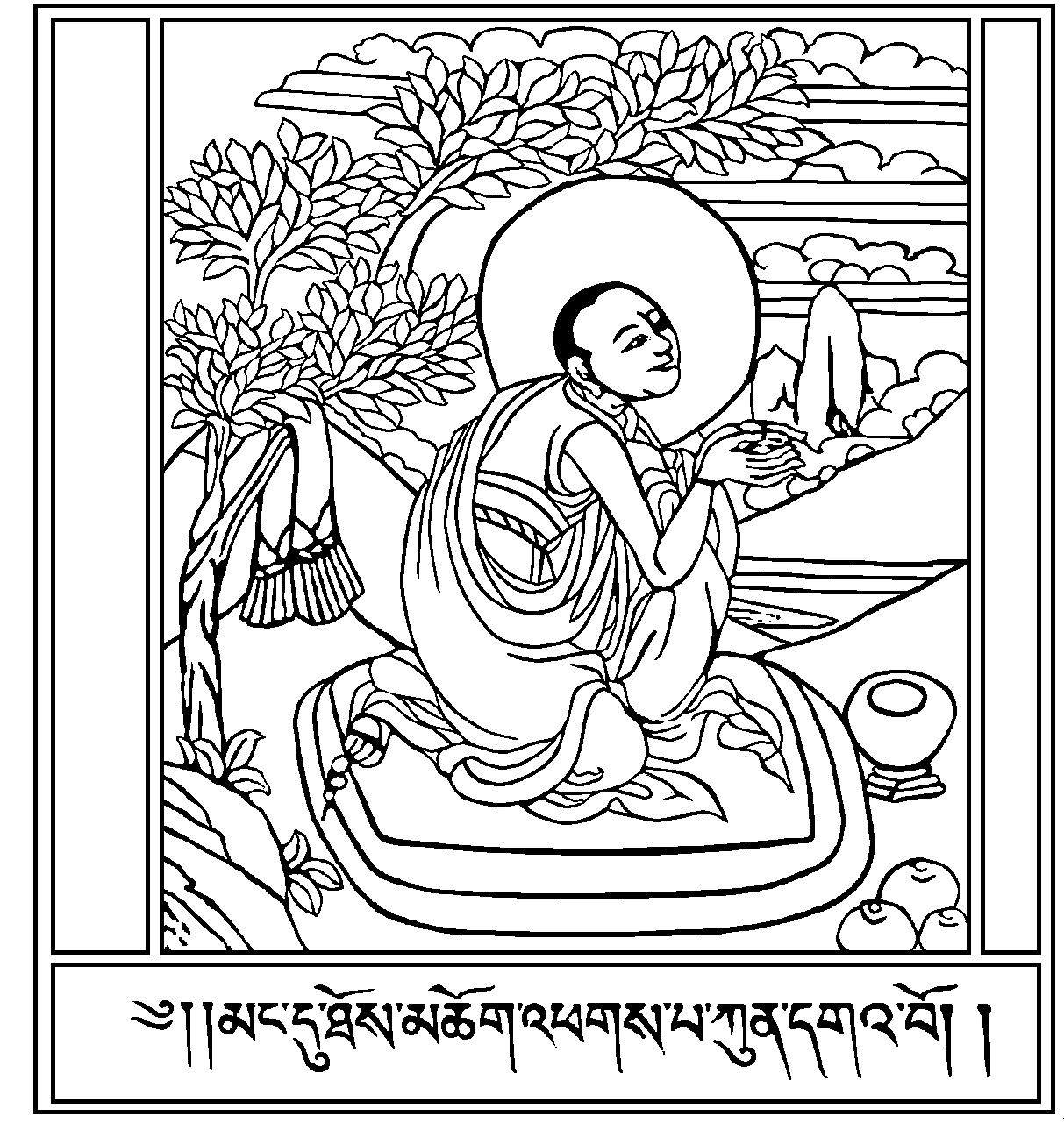 Coloriage moine du tibet
