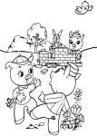 Little Pigs Brick House coloring page