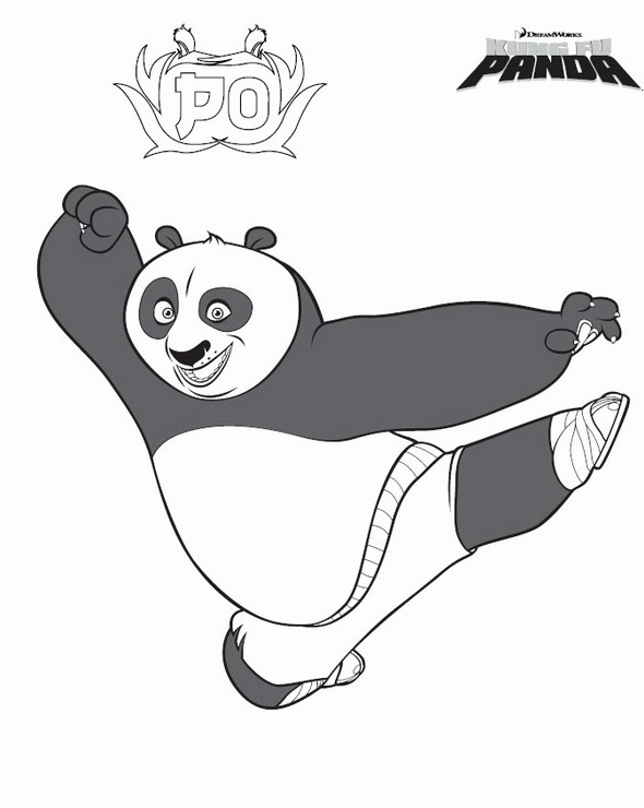 Disegno di Po Kung Fu Panda da colorare