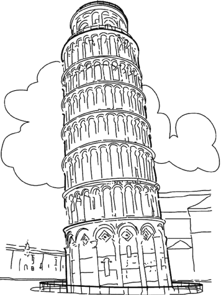 Disegno di Torre di Pisa da colorare