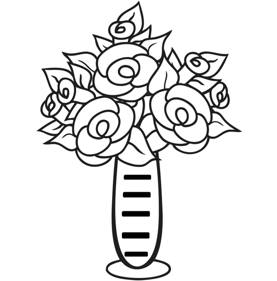 Coloriage vase avec fleurs