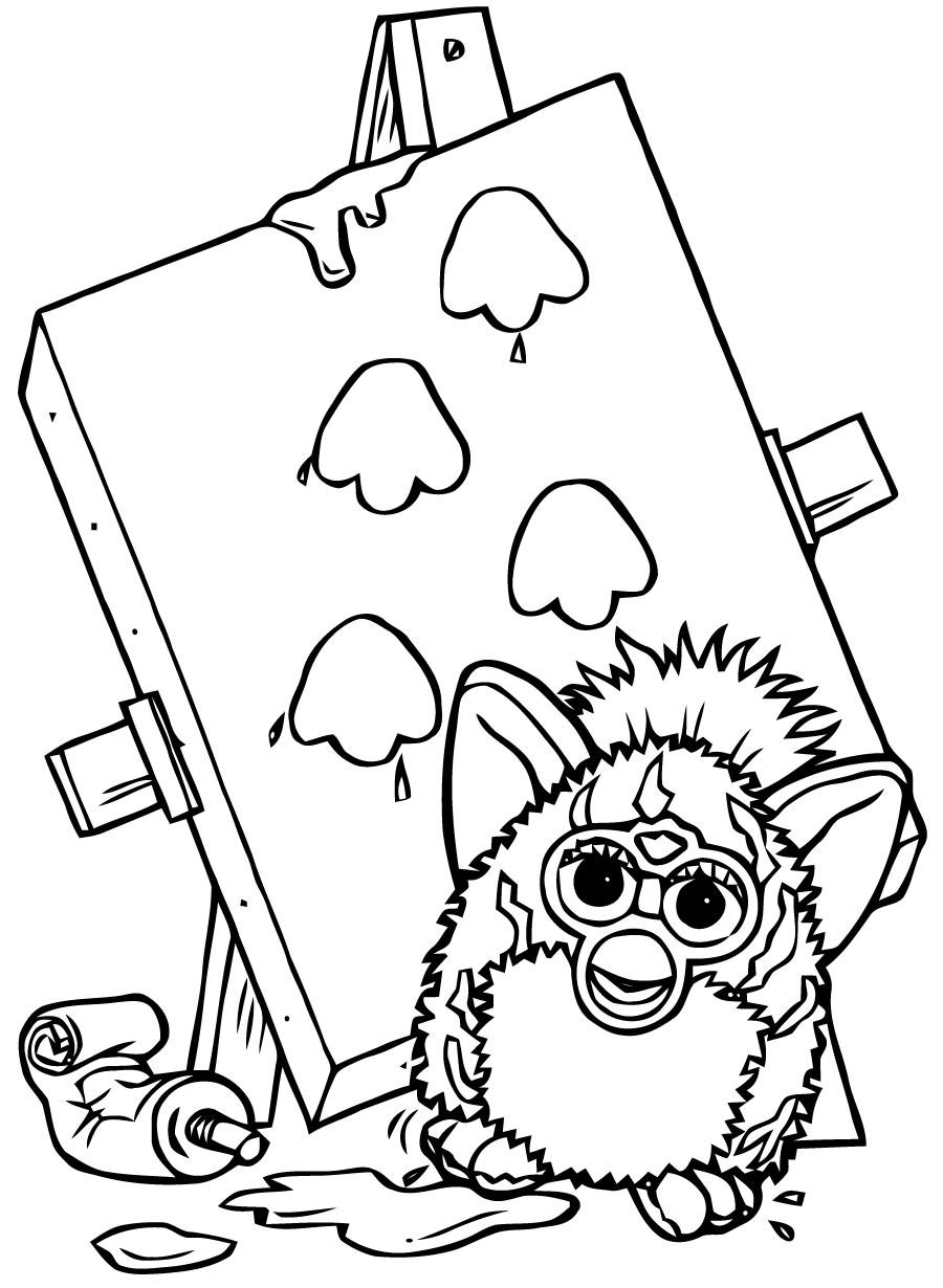 Furby drawing and coloring page