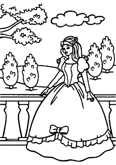 Princess Girl drawing and coloring page