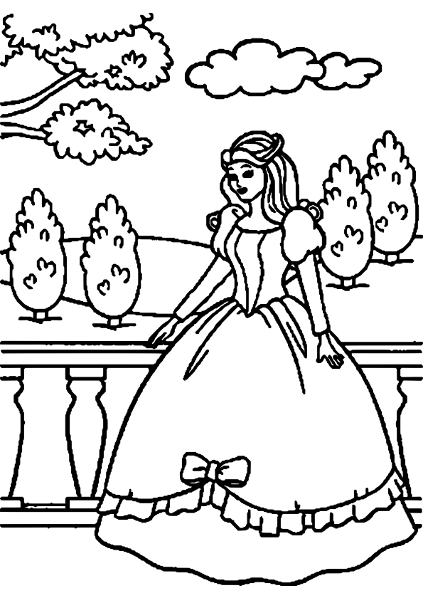 Princess Girl drawing and coloring page