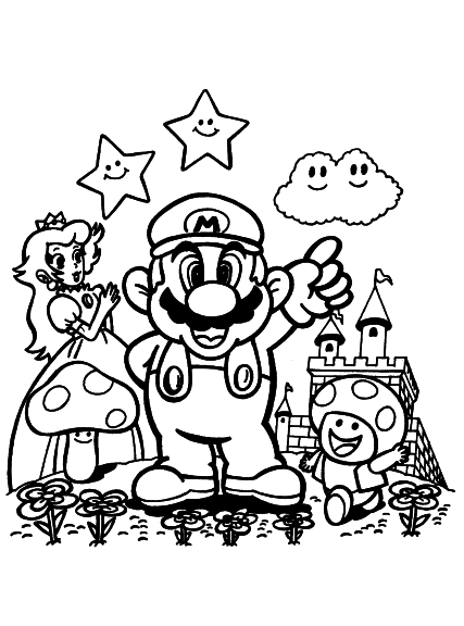 Super Mario Bros drawing and coloring page