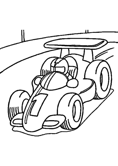 Racing Car drawing and coloring page