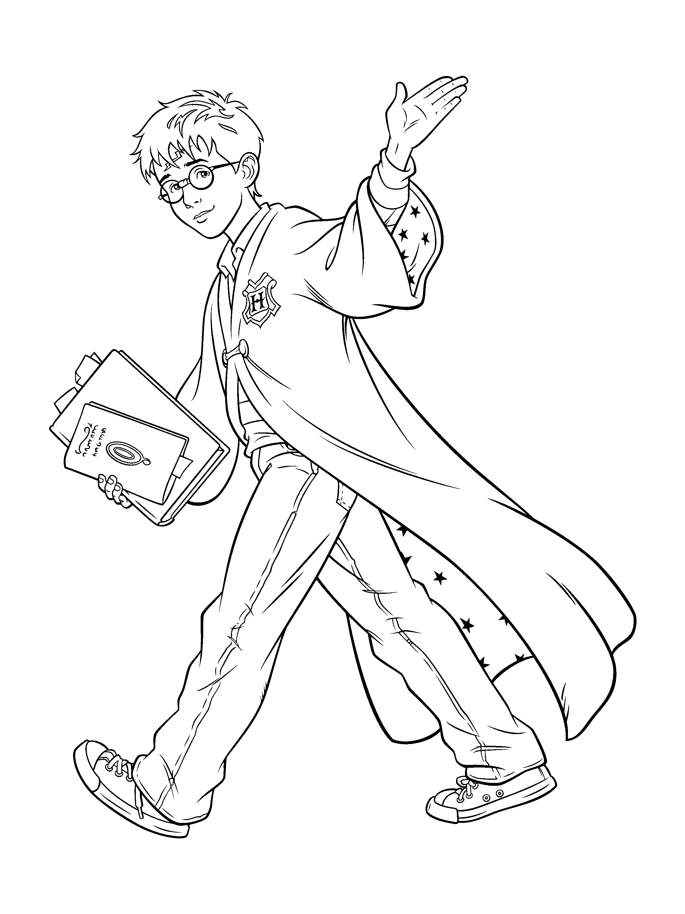 Harry Potter Harry On His Broom coloring page