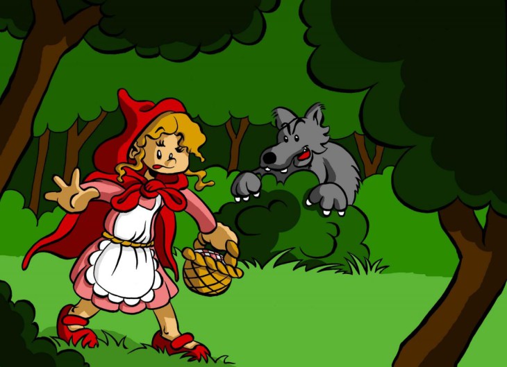 Disegno di Il lupo e Cappuccetto Rosso da colorare