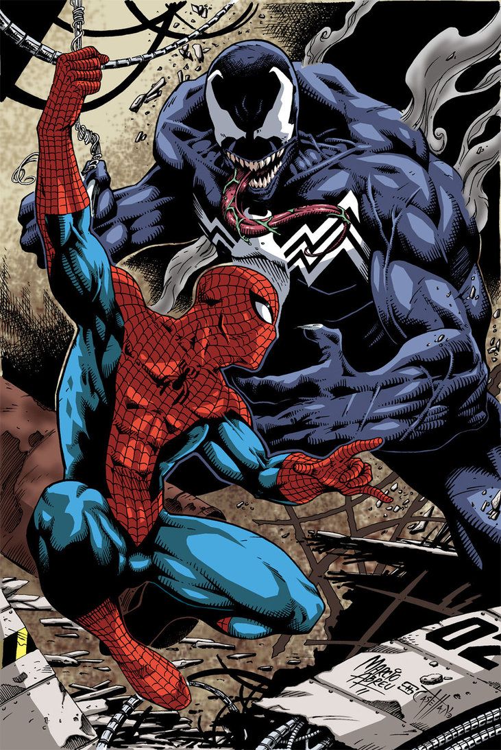 Coloriage Spiderman contre Venom à imprimer