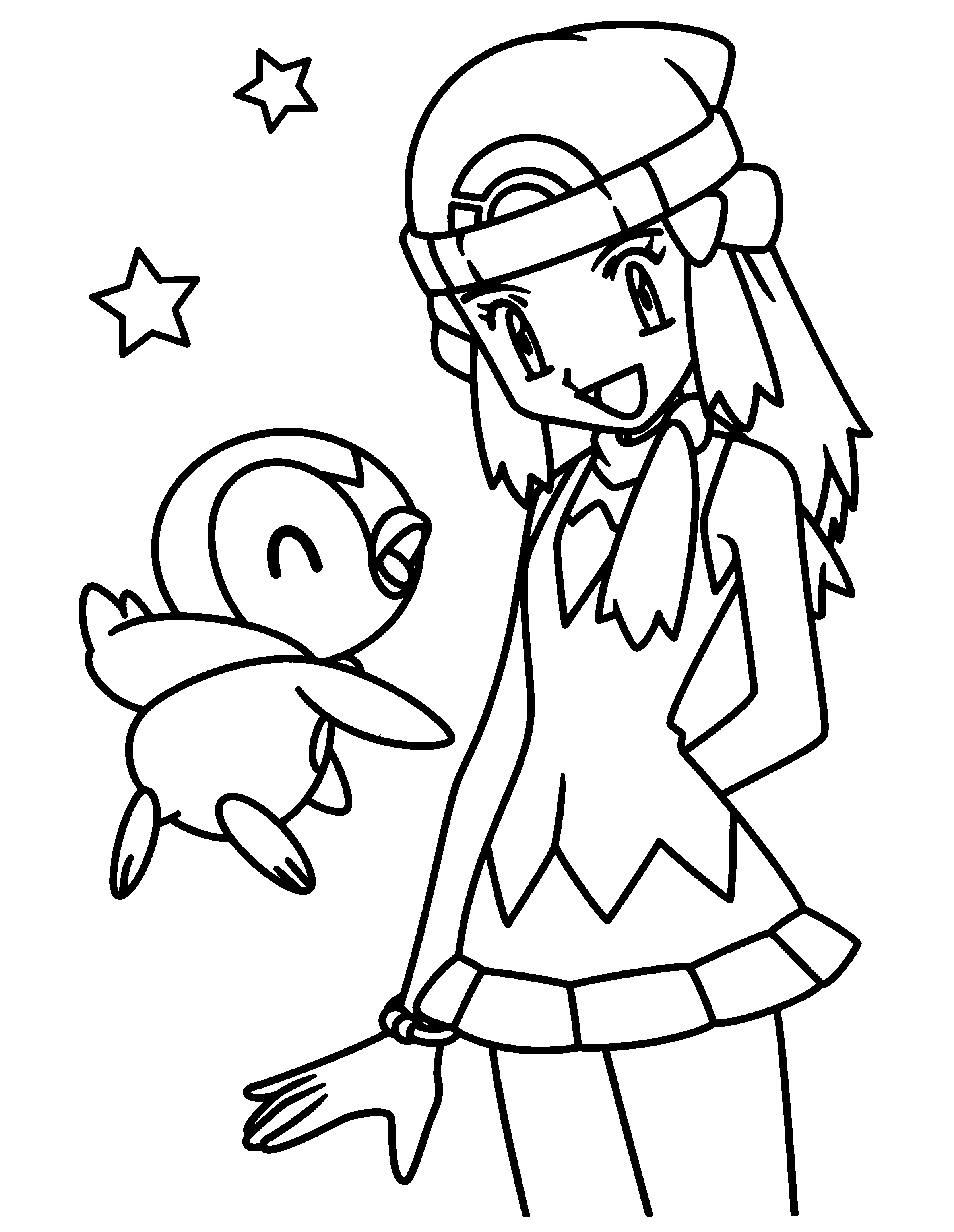 Aurora And Piplup Pokemon coloring page
