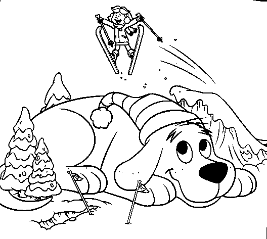 Disegno di Clifford a Natale da colorare