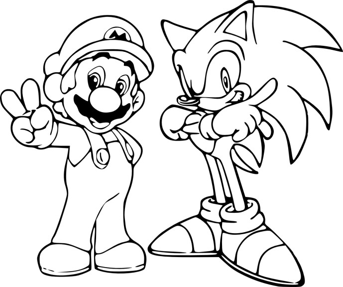 Disegno di Di Sonic e Mario da colorare