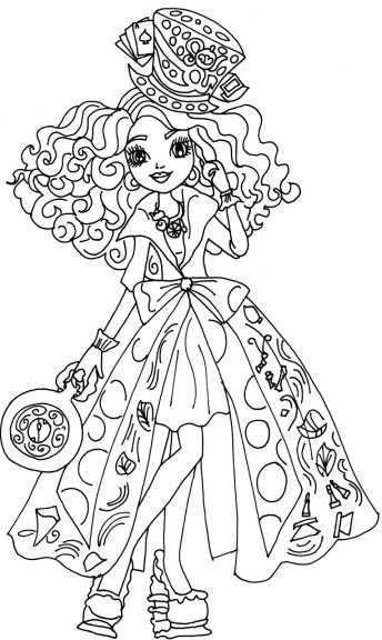 Coloriage fille chapelier fou