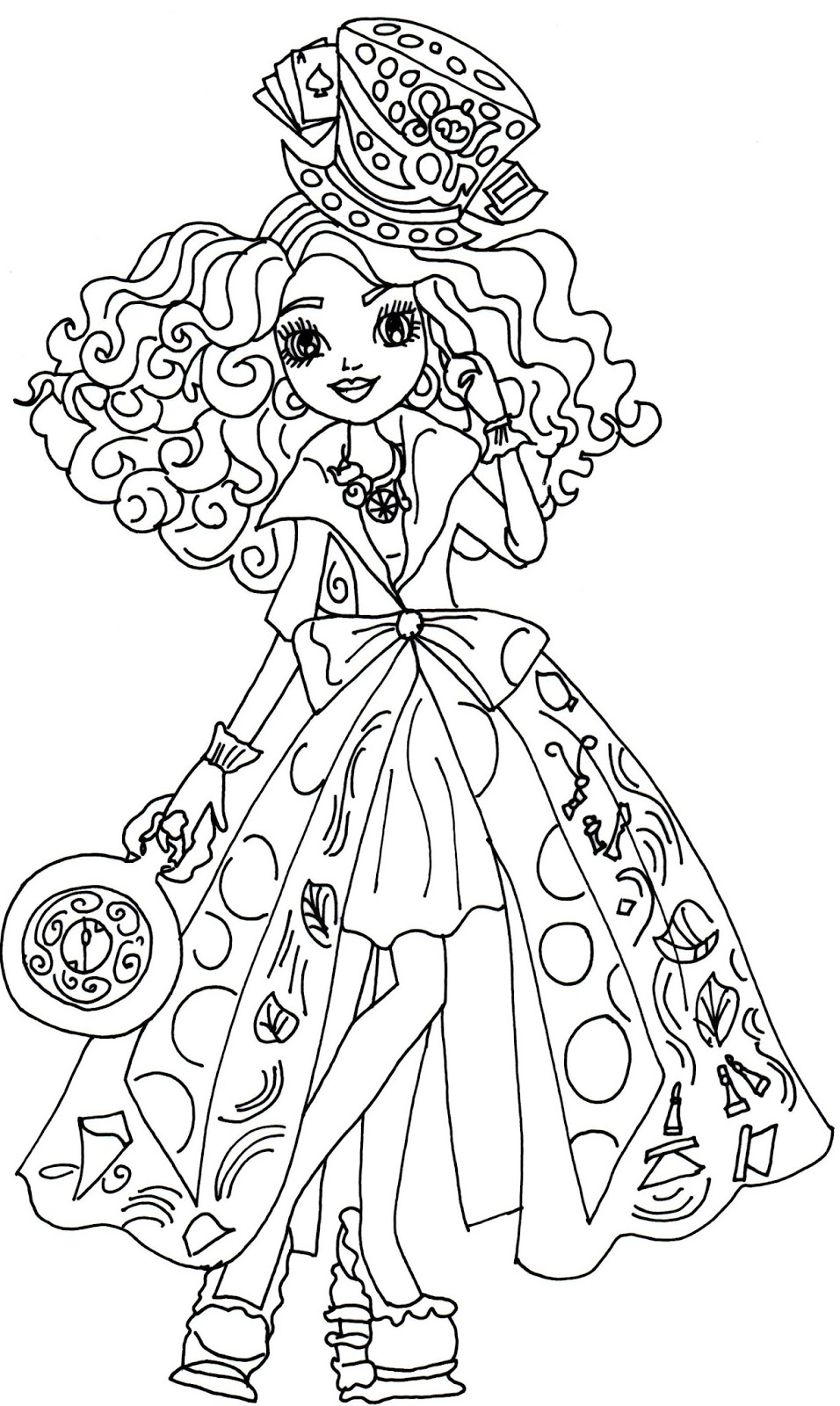 Crazy Hatter Girl coloring page