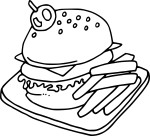 Disegno di Hamburger e patatine fritte da colorare