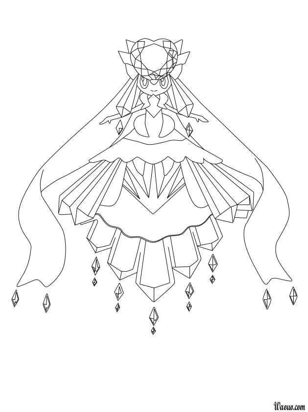 Mega Diancie Pokemon coloring page