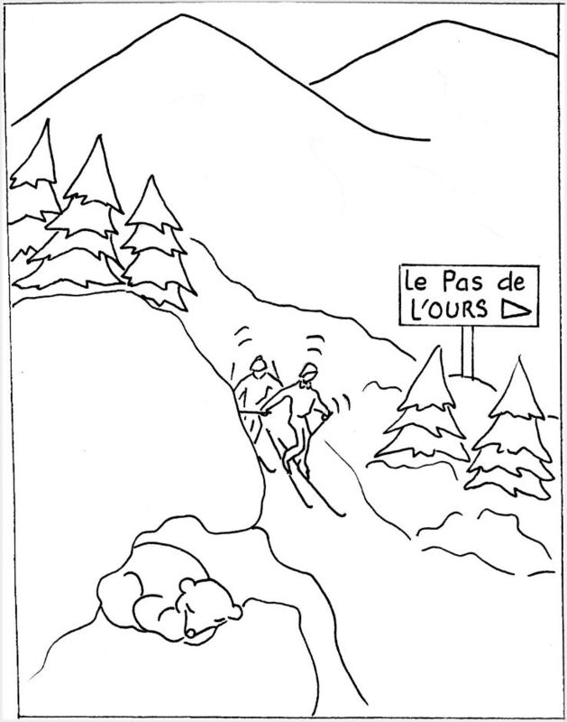 Coloriage montagne ski