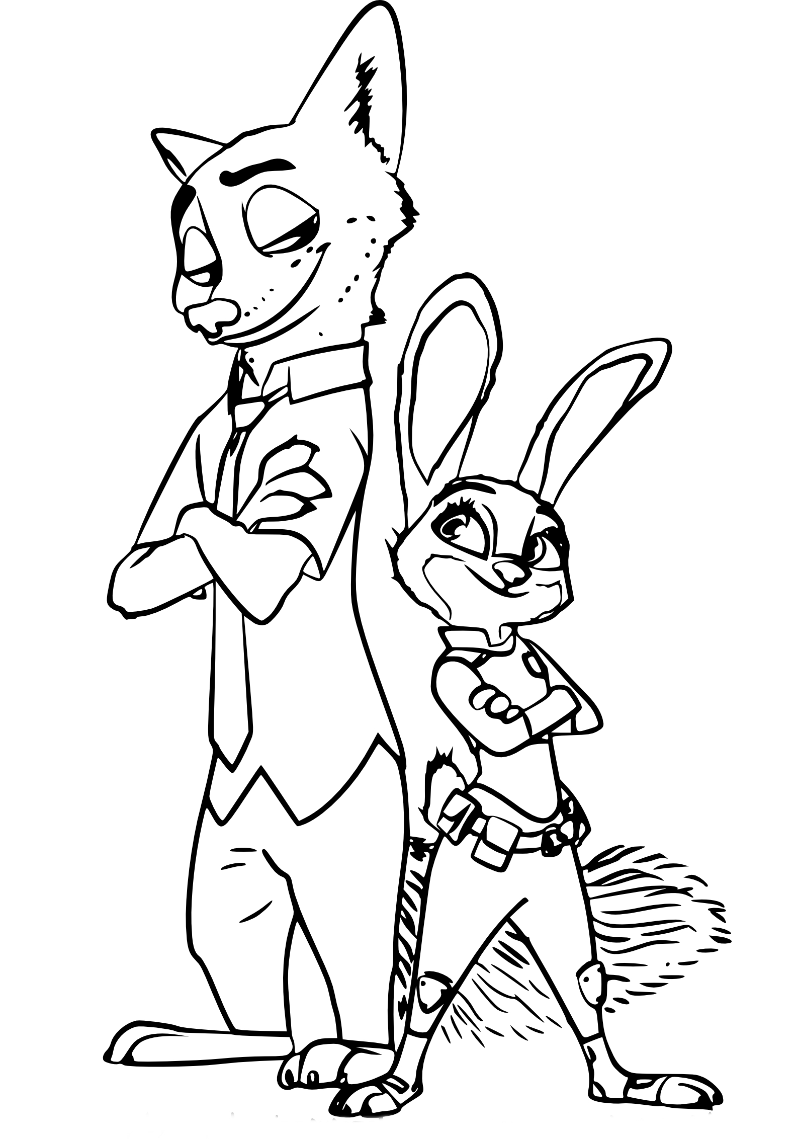 Coloriage Nick Wilde Judy Hopps