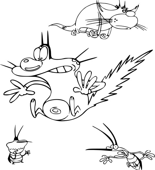 Oggy And The Cockroaches coloring page