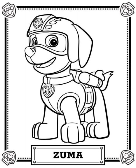 Disegno di Paw Patrol Zuma da colorare