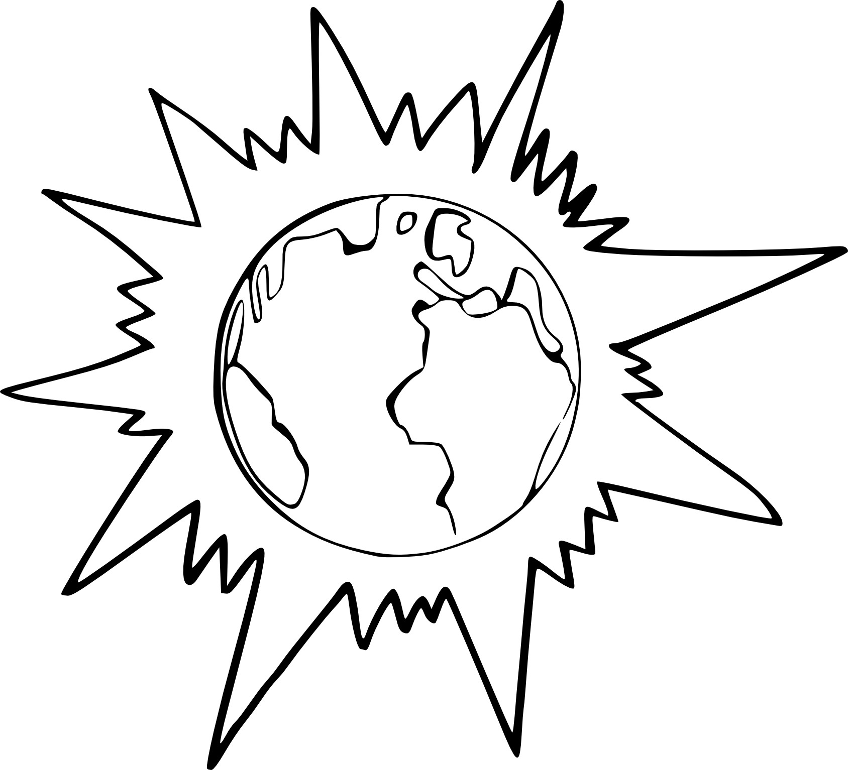 Planet Earth And Sun coloring page