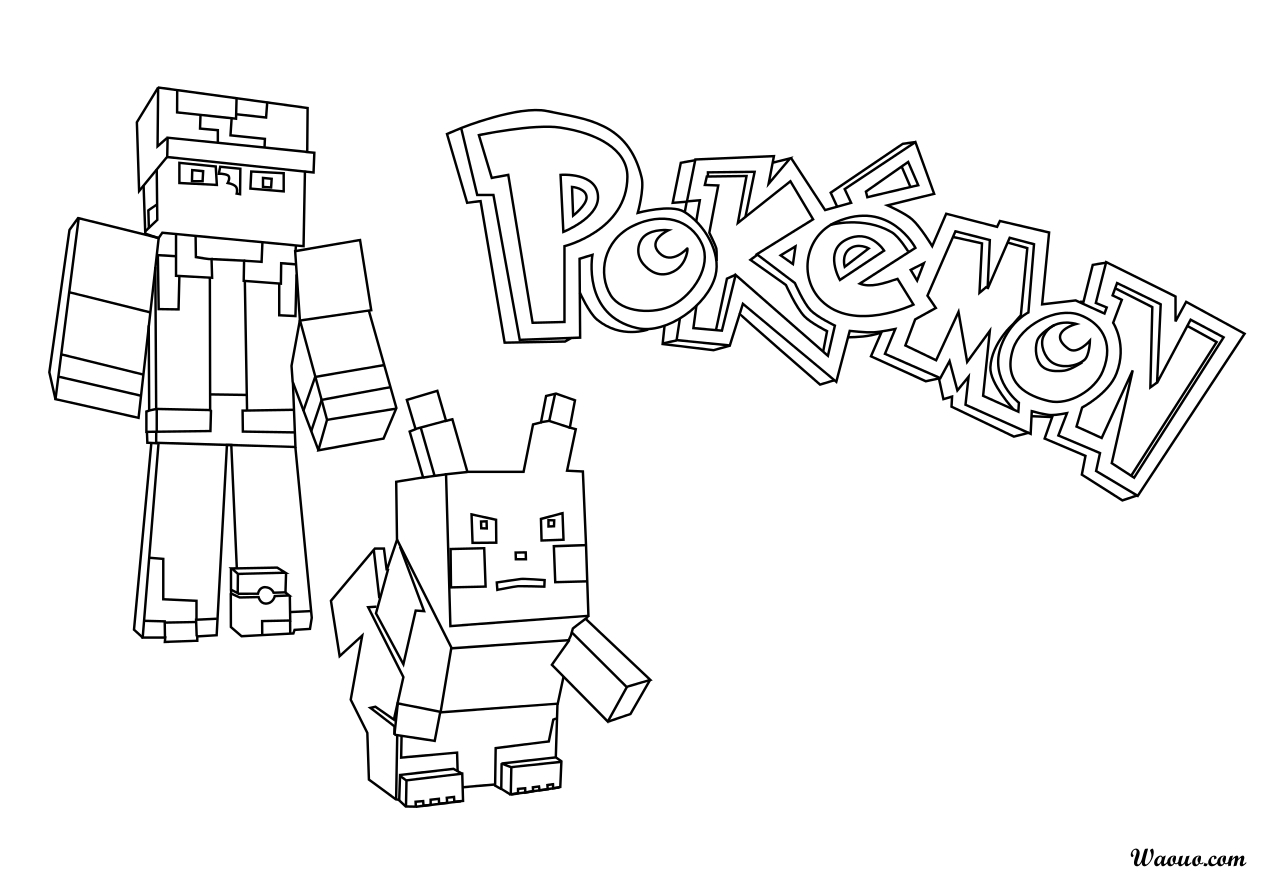 Pokemon Minecraft coloring page