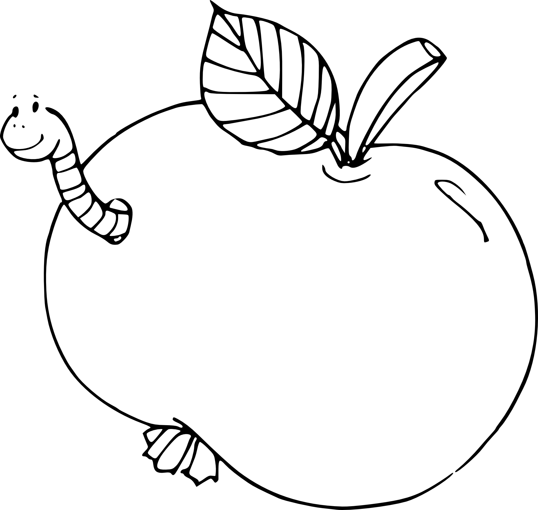 Apple And Worm coloring page